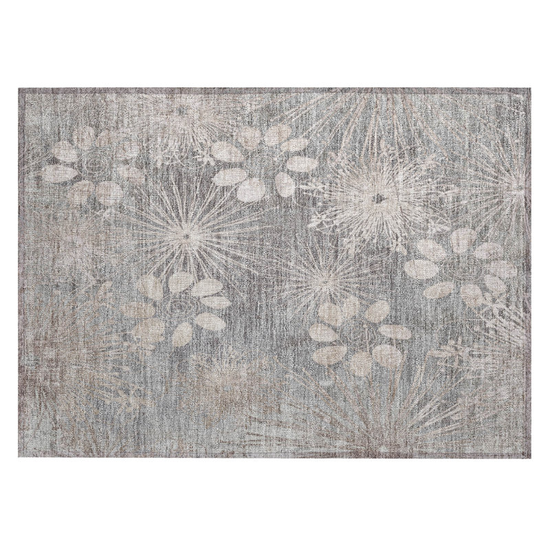 Machine Washable Indoor/Outdoor Kaczor ACN2225 Floral Rug, Rectangle 1'8" x 2'6"