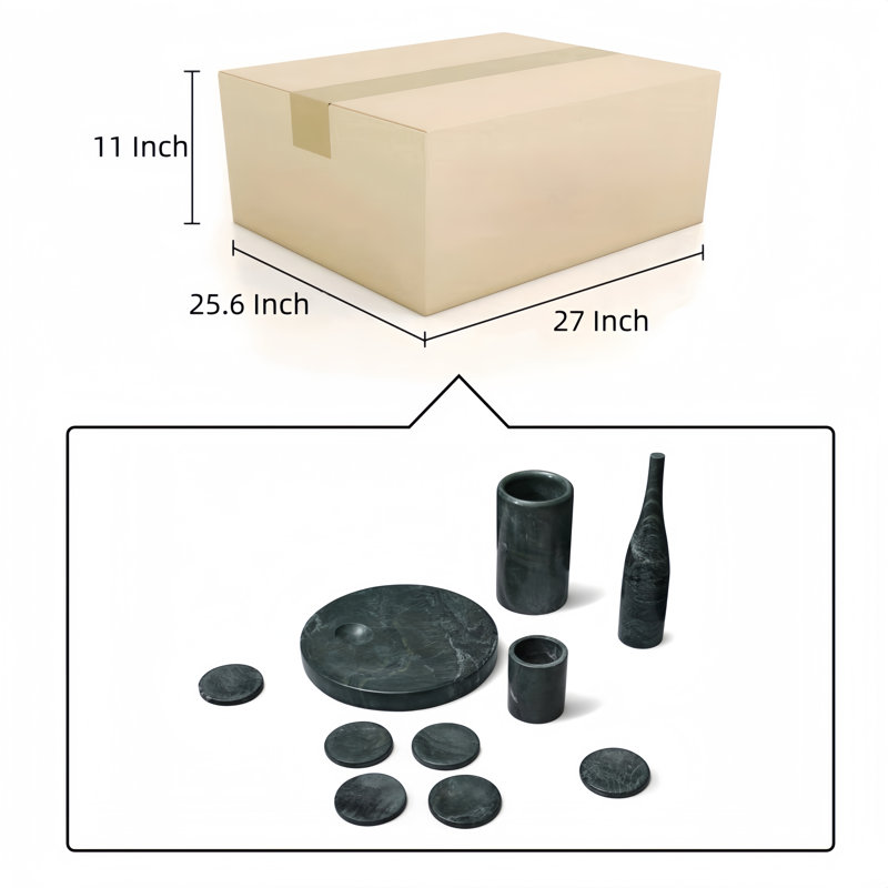 Ensemble d'accessoires de salle à manger en marbre naturel vert, 10 pièces de table en pierre véritable de luxe, Vert