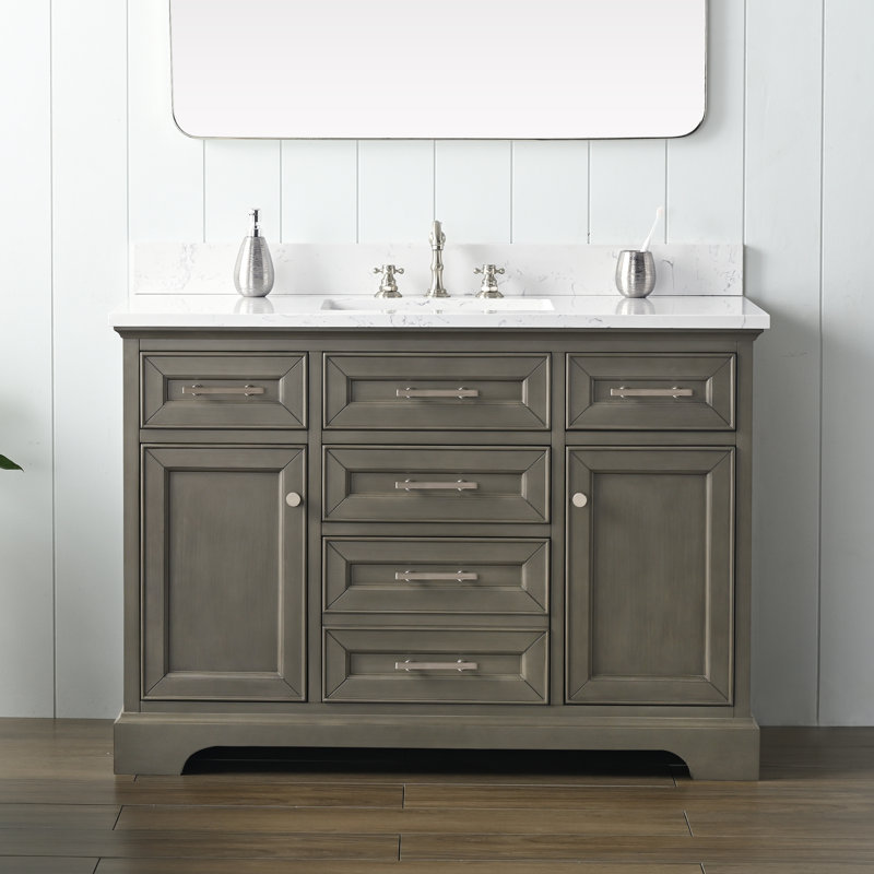 Ensemble de meuble-lavabo simple 48 po Currahee, Gris argenté / nickel brossé