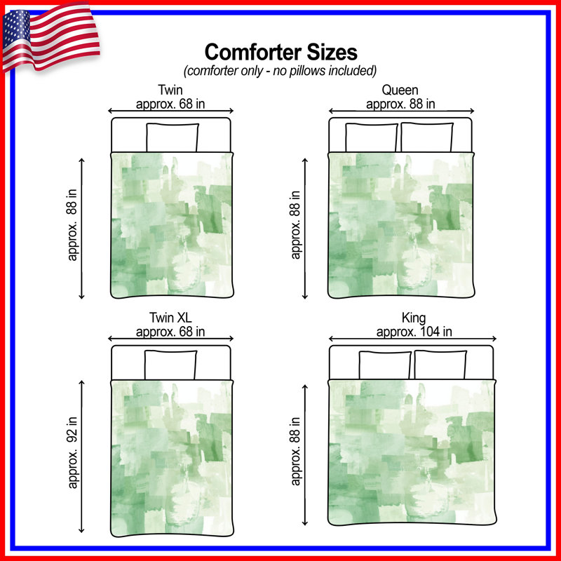 Green Abstract Blocks Comforter, Twin