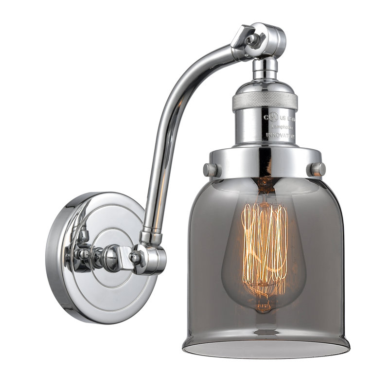 Applique murale 1 lumière 5 po Bell, Ampoule à DEL rétro de 6 watts, Plaqué couleur fumée, Chrome poli
