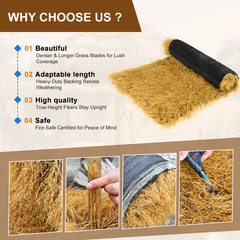 Rouleau de toit de chaume artificiel de conception rétro convenant aux portes de patio, aux abris de soleil et aux parasols