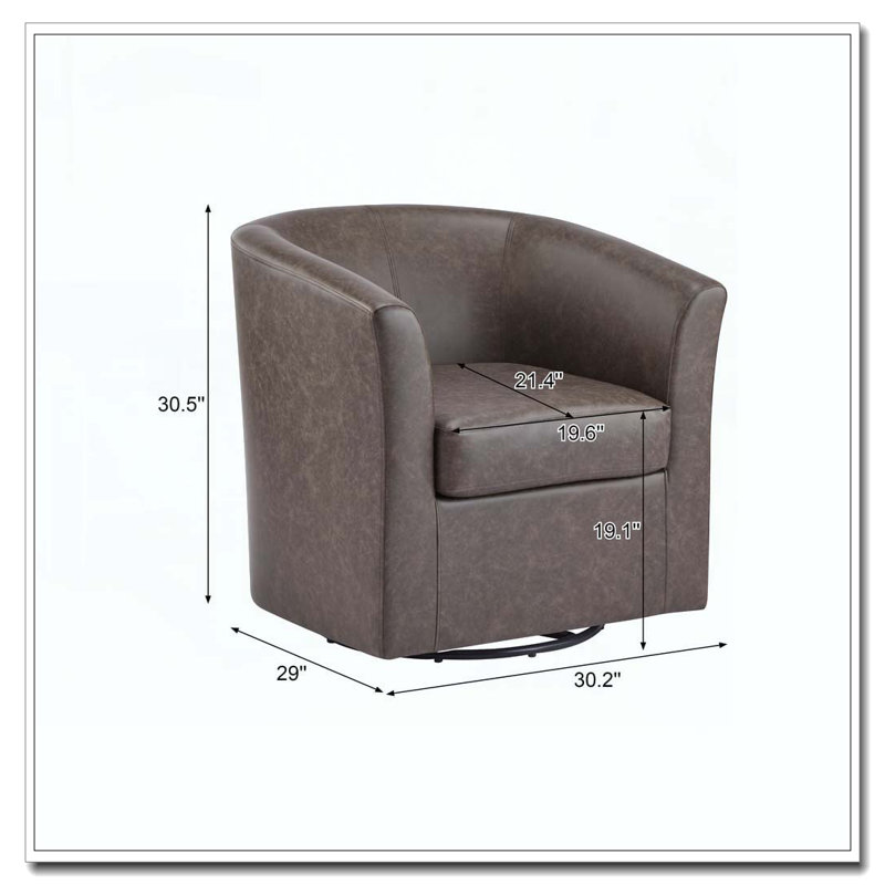 Fauteuil d'appoint pivotant en similicuir, Marron foncé