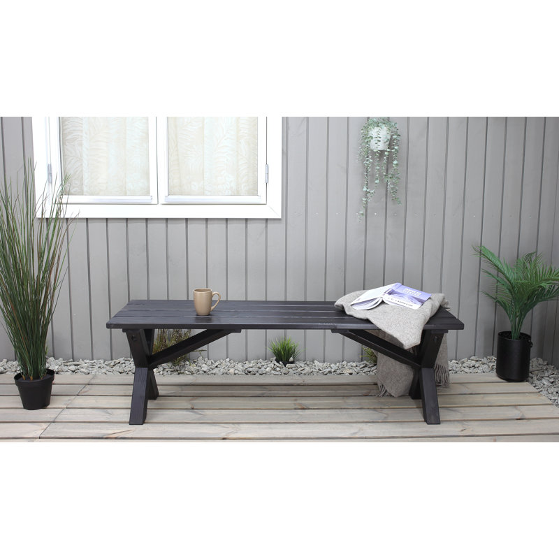 Edgerton Solid Wood Pine Outdoor Bench, 44cm H x 140cm W x 39cm D, Dark Coffee