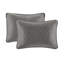 Couvre-lit réversible gris foncé - Merveilleux rembourrage en coton prélavé pour une nuit de sommeil confortable Aspect impeccable et 2 taies décoratives