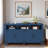 Modern 4-door Sideboard Buffet With Power Outlets, Usb Ports, Adjustable Shelves, Open Storage Cabinet And Aluminum Handles-279703134