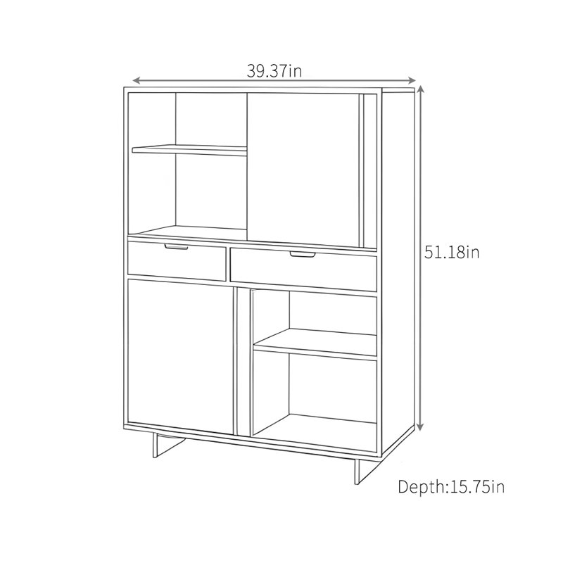 Household Multi-Functional Sideboard, 51.18" H x 39.37" W x 15.75" D