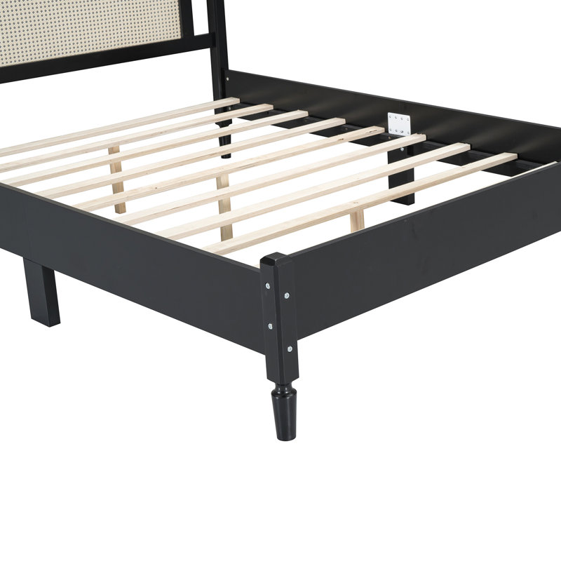 Lit plateforme en bois avec tête de lit élégante - Transformez votre chambre à coucher, noir naturel