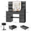 110Cm Desktop Grey Dressing Table 3 Colorful Light Makeup Vanity Table With Stool-810918204