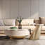 Table basse beige avec piédestal doré-129114765