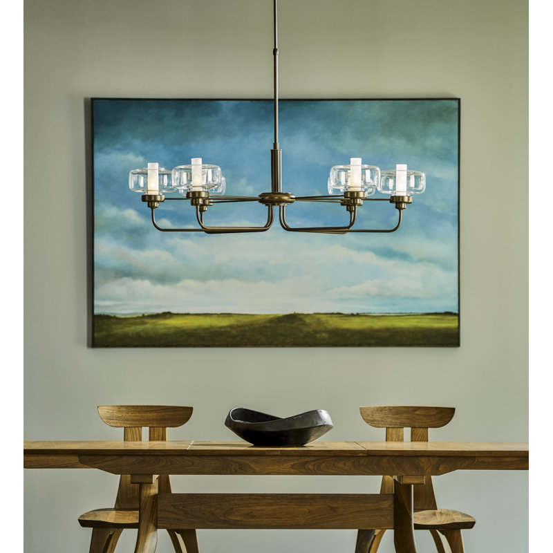 Nola 6 - Light Unique/Statement Classic/Traditional Chandelier, Bronze, Clear Glass with Frost, 18.3" - 60.3"