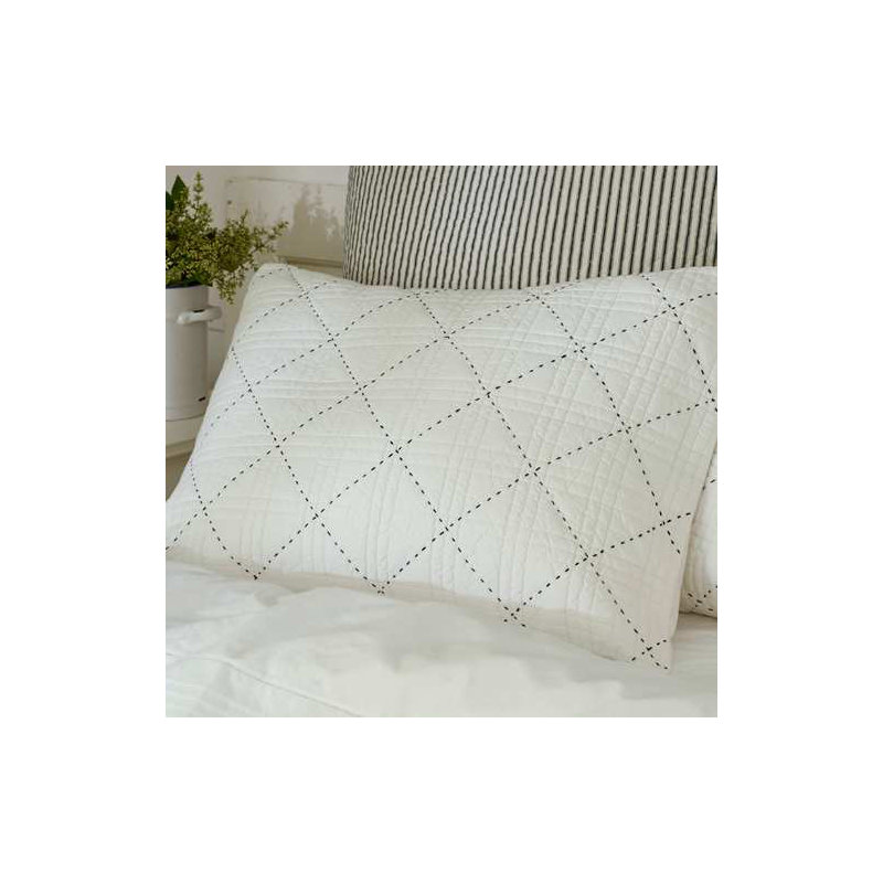 Pickstitch Indigo Quilted 100% Cotton Sham