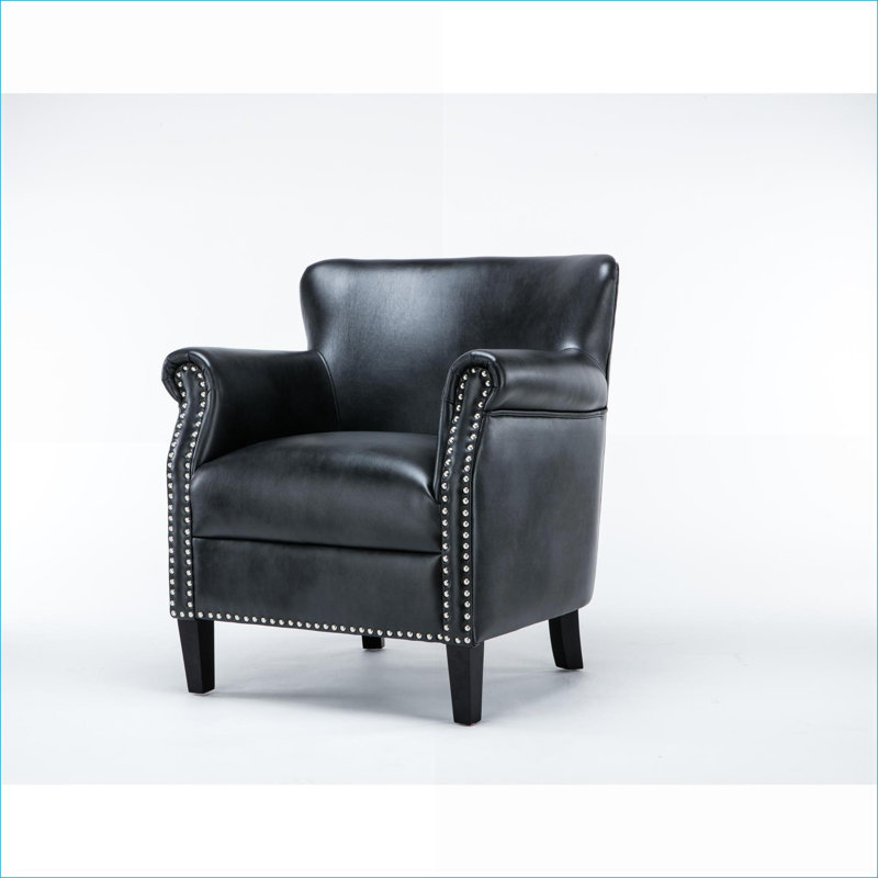 Fauteuil club gris anthracite Hadley, fauteuil simple rembourré pour adultes, salon, chambre à coucher, Noir
