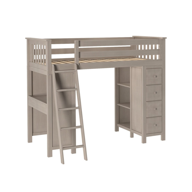 Gannon Kids Twin Loft Bed with Drawers, Stone