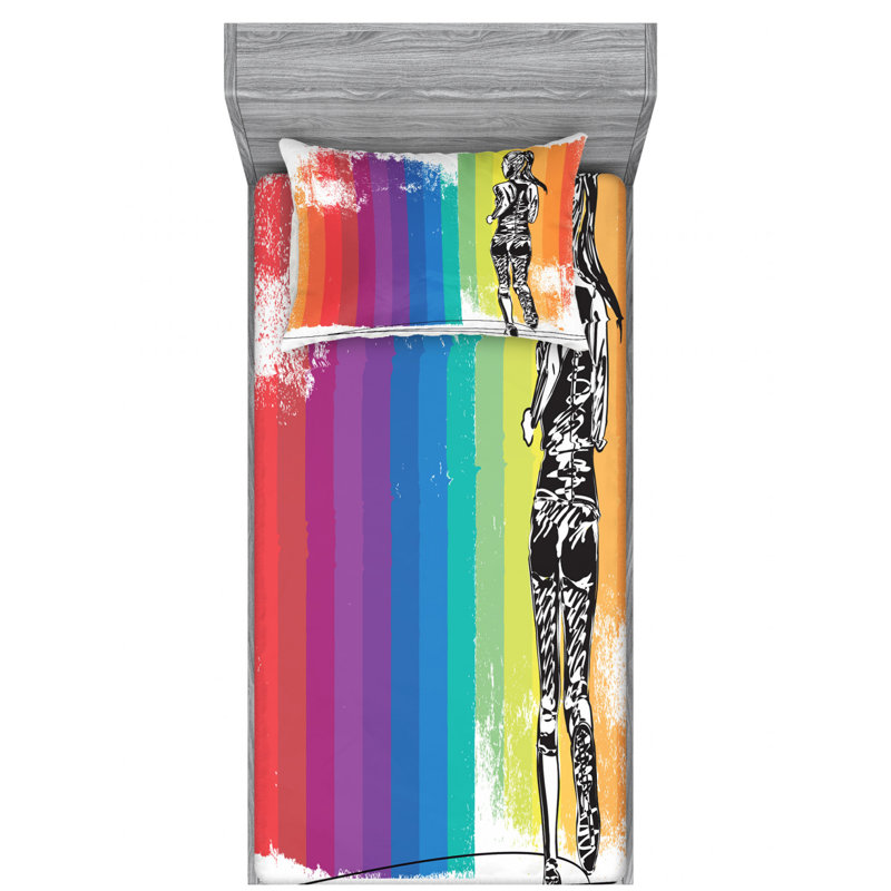 Microfiber Striped Sheet Set, Twin XL Sheet Set with Fitted Sheet
