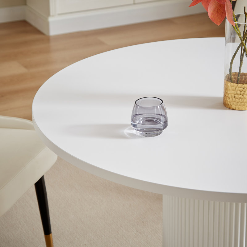 4 - Person Pedestal Dining Set, Brown, White