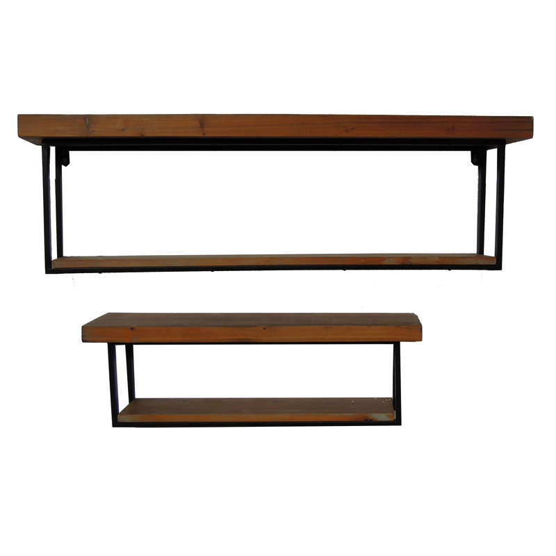RuckeR 2 Piece Pine Solid Wood Accent Shelf