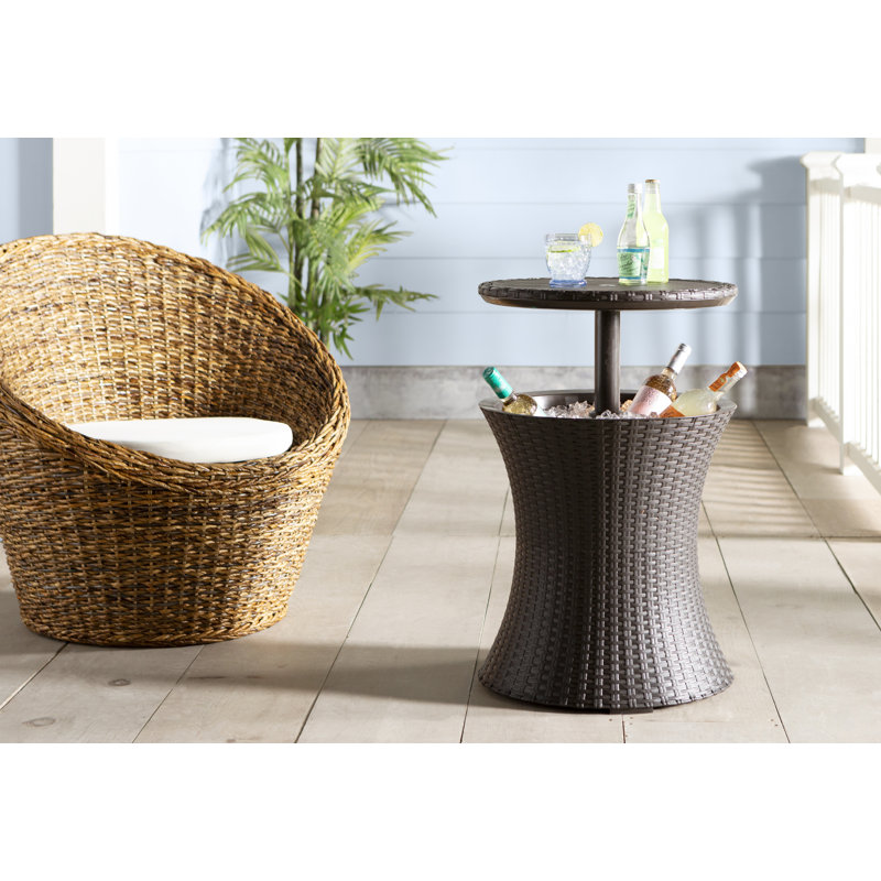 Artem Cool Bar Outdoor Patio Furniture and Side Table with 7.5 Gallon Beer and Wine Cooler Pop-up Cocktail Table 2in 1 Combo