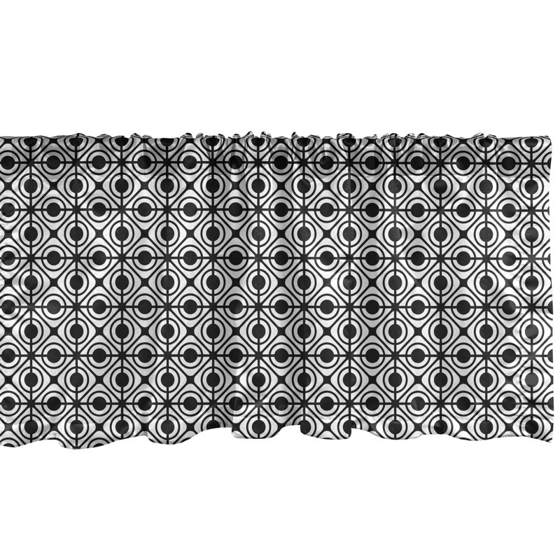 Black and White Geometric Pattern Rod Pocket Valance