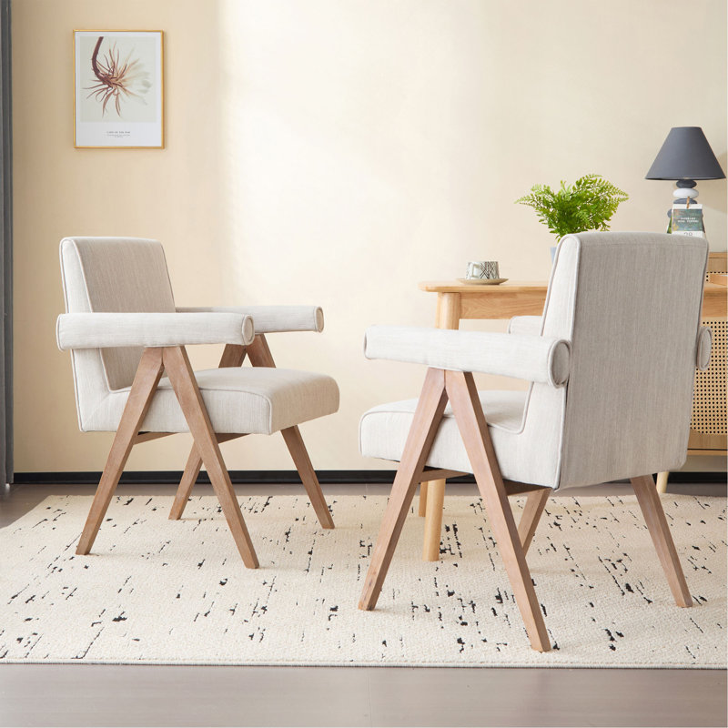 Fauteuil de salle à manger en tissu, Beige