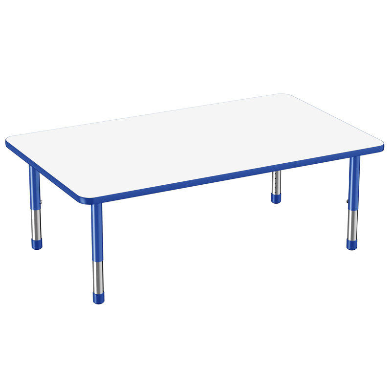 Table rectangulaire d'activités effaçables à sec avec pieds réglables, Épais, 30" x 60", Tableau blanc / sable