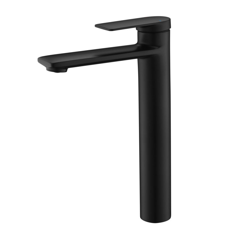 Robinet de lavabo pour salle de bain à grande cuve à poignée simple Wedge Collection - Noir mat, Noir mat