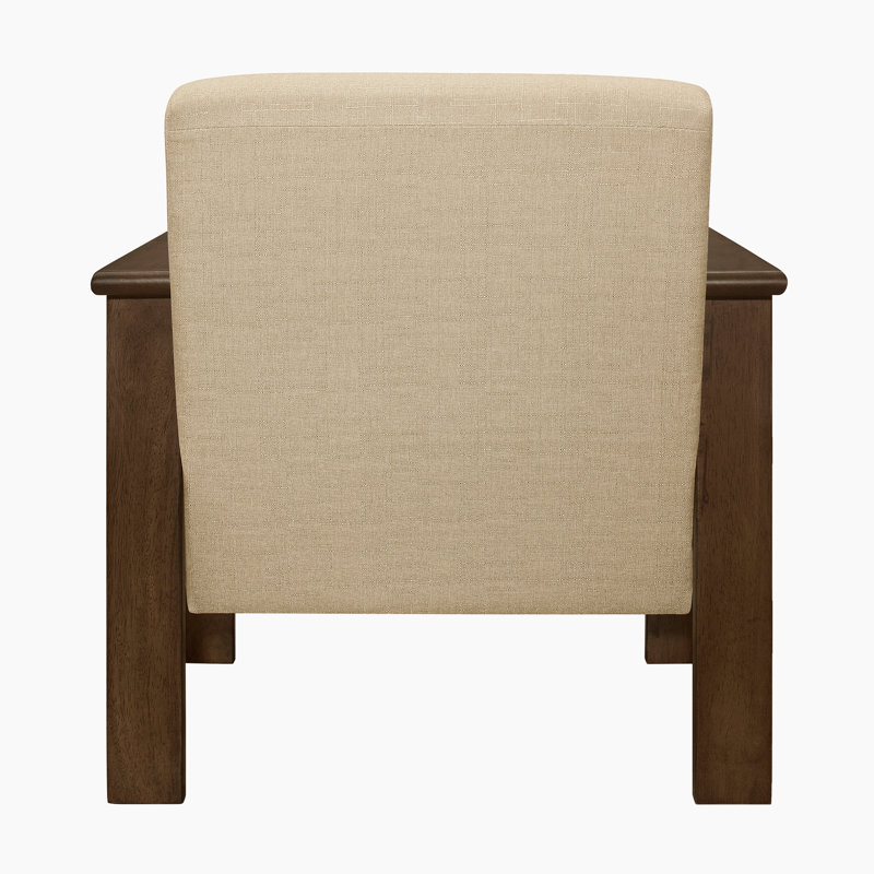 Fauteuil d'appoint moderne de style Mid-Century 29,5 po Bertolt avec revêtement en tissu texturé, structure en bois d'hévéa massif, ressorts en mousse sur les ressorts ensachés