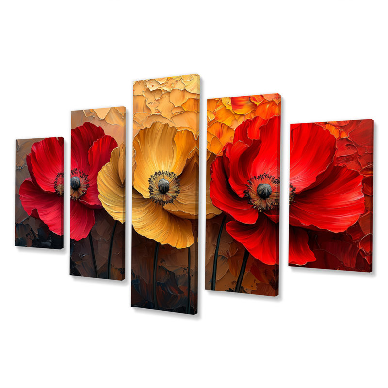 Crimson Serenity of Vibrant Red Poppies II - Art mural coquelicots - Tradi Wall Art Decor diamant