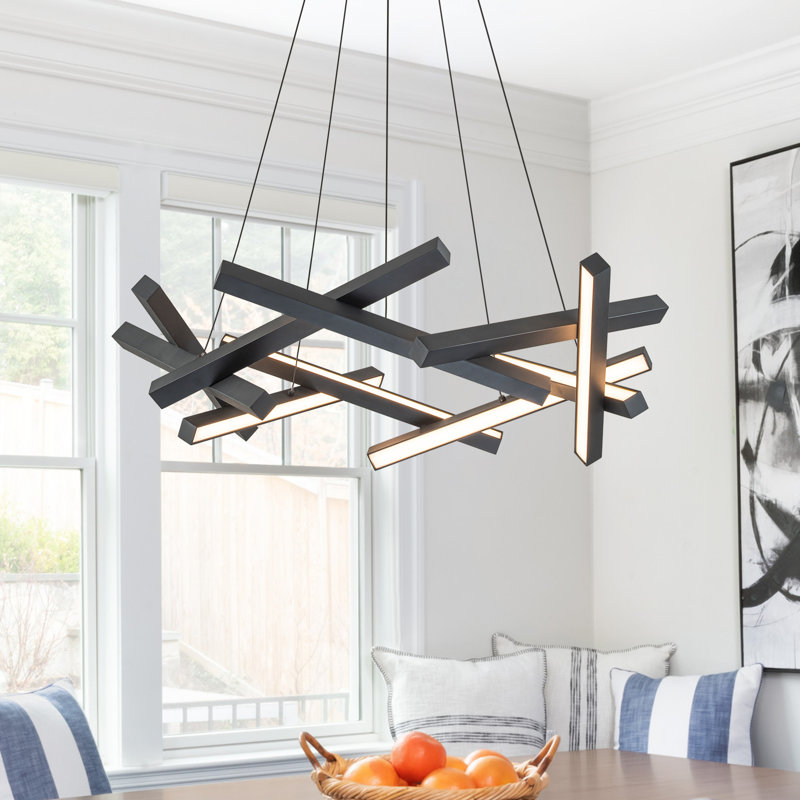 Julenny 10 - Light Dimmable Unique / Statement Geometric LED Chandelier, Matte Black