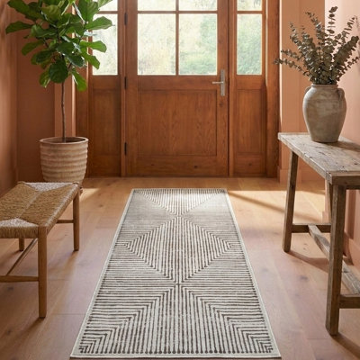  Washable Non-Slip Rug - Brown Striped Area Rug for Living Room, Bedroom, Dining Room, and Kitchen