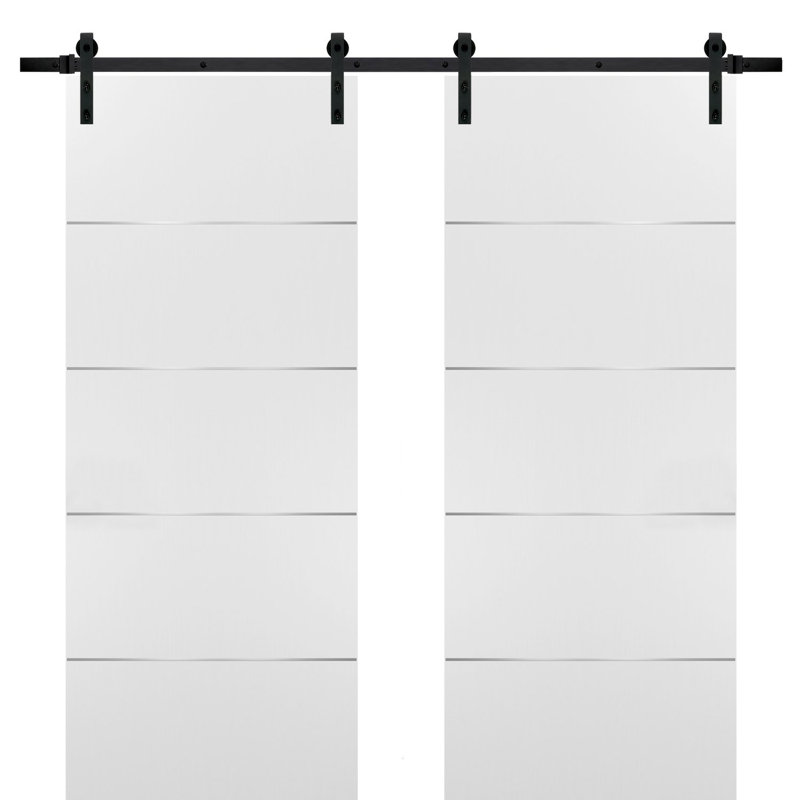 Portes de grange encastrées Planum avec quincaillerie d'installation Planum, 48 po x 80 po, Satin blanc