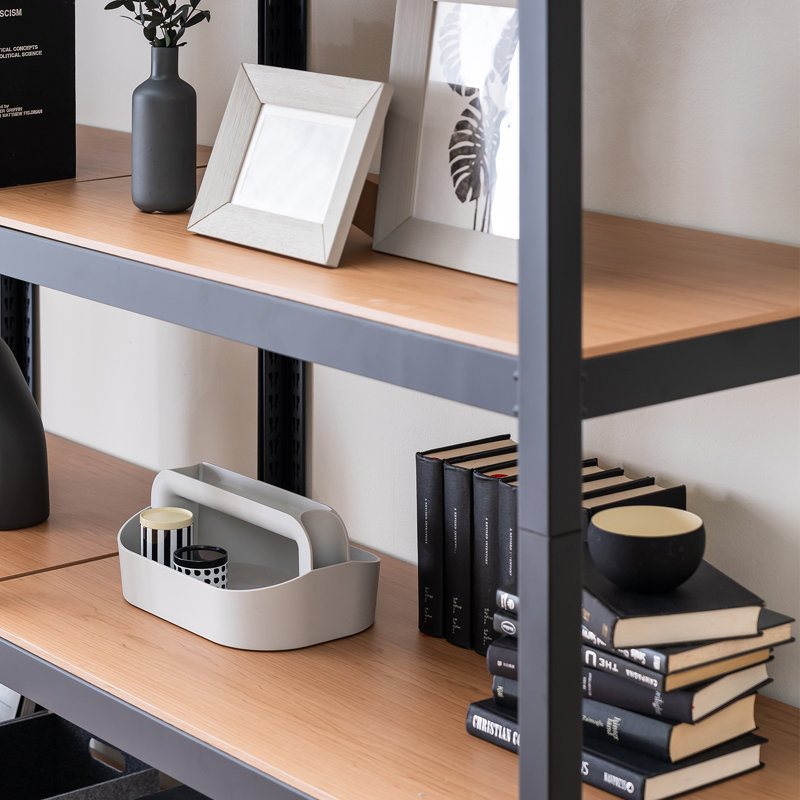 Étagère moderne en acier laminé noir 24 po à 5 niveaux pour la maison et le garde-manger, L 24 po, Noir