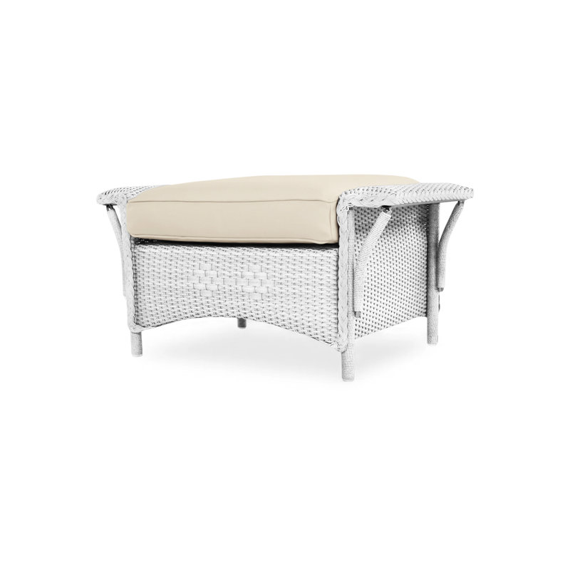 Nantucket Outdoor Ottoman, White, Rollo Linen