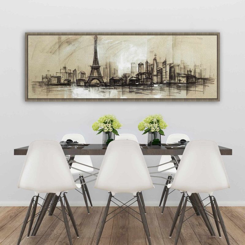 Croquis de la Tour Eiffel - Toile encadrée pour le décor du salon, H 21,25 po x l 61,25 po