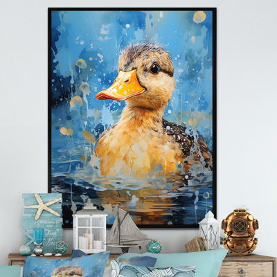 Splashing Duckling Wonder - Duck Animal Wall Art