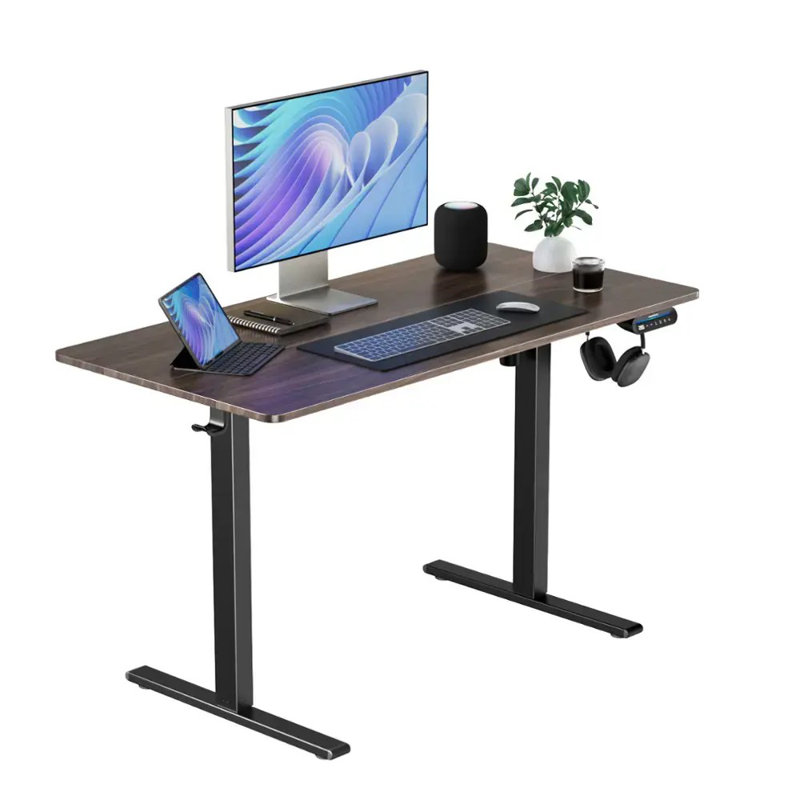 Extra Large Standing Desk Electric Height-Adjustable, Brown/Black, 62.99" W x 27.56" D