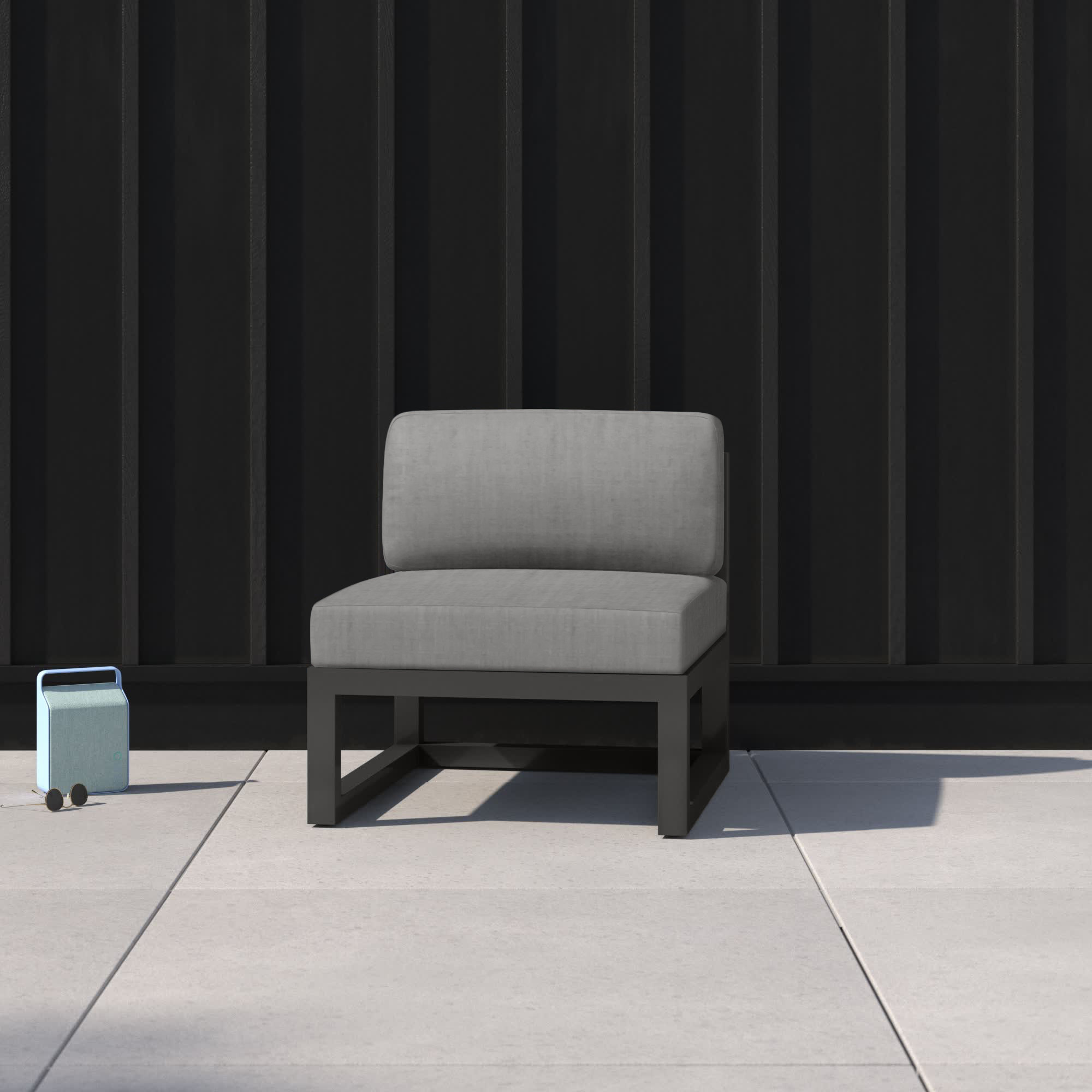 Smith Outdoor Lounge Chair with Sunbrella® Cushions, Slate, Cast Silver