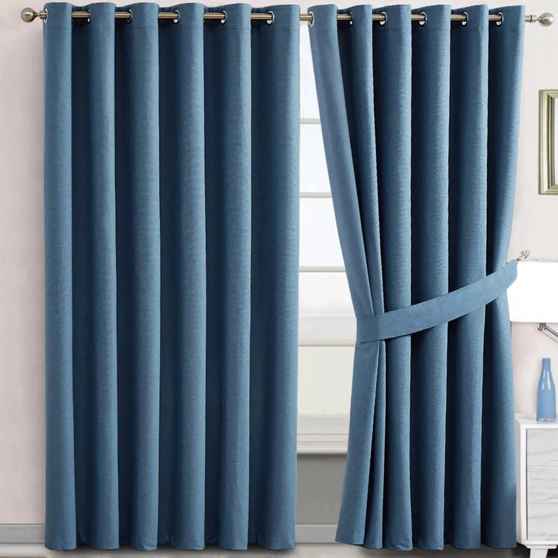 Blackout Curtain Panel Pair, 228 cm Width x 274 cm Drop, Blue