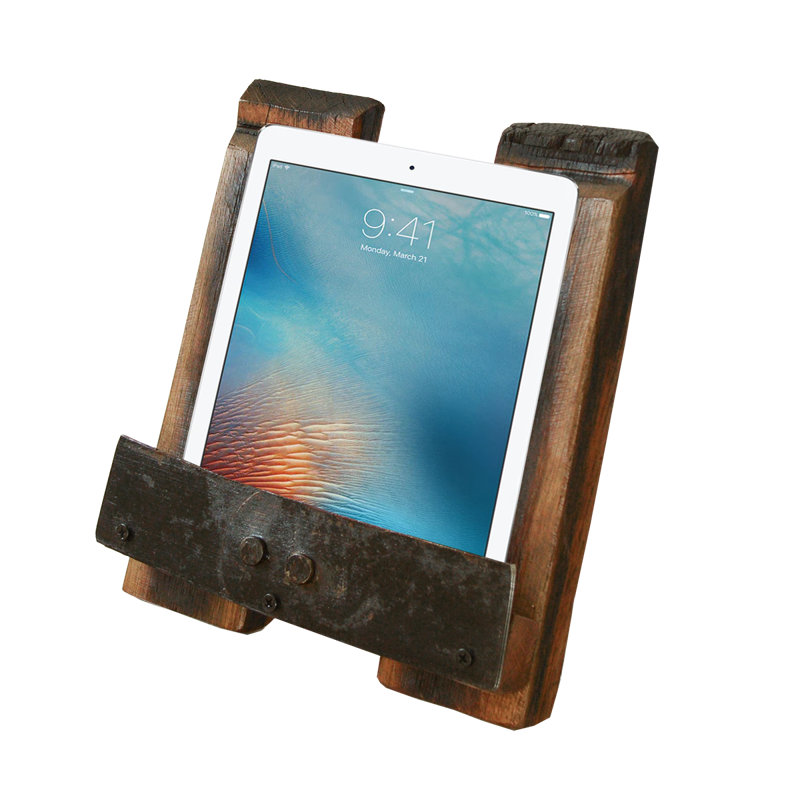 Support pour iPad / bibliothèque en chêne vieilli fabriqué à partir de barils de whisky