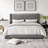 Modern Upholstered Platform Bed With Corduroy Wing Headboard-109801229-109801238