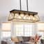 Lustre 5 lumières de style campagnard pour salle à manger finition chêne (ampoules non incluses)-1882811034