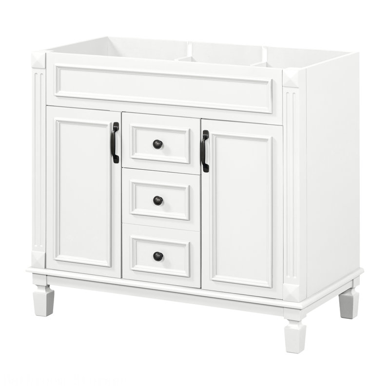 Armoire de rangement de style moderne avec 2 portes à fermeture douce et 2 tiroirs, Blanc