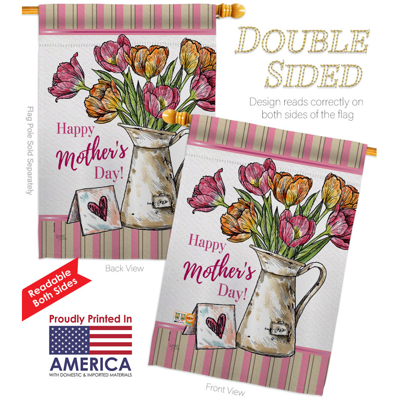 Bouquet de fleurs de 2 côtés 40 x 28 po mère day bouquet drapeau maison