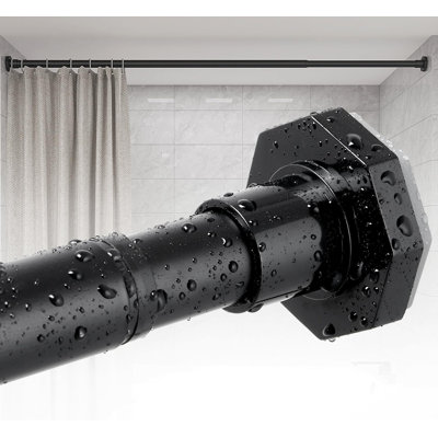 Tringles à rideau de douche à tension sans perçage, 29 à 85 pouces, tringles à ressort à ressort pour tringles à rideaux, tringle de douche réglable pour la salle de bain, tringle à tension robuste pour différents types de murs, noir