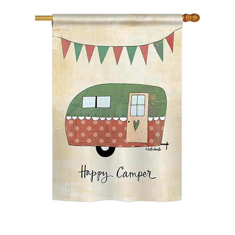 Happy Camper Multi-Color Polyester Vertical House Flag 28" x 40"