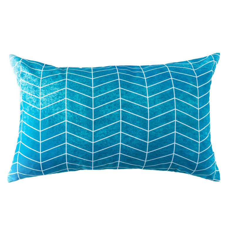 Coussin lombaire extérieur bleu à zigzag