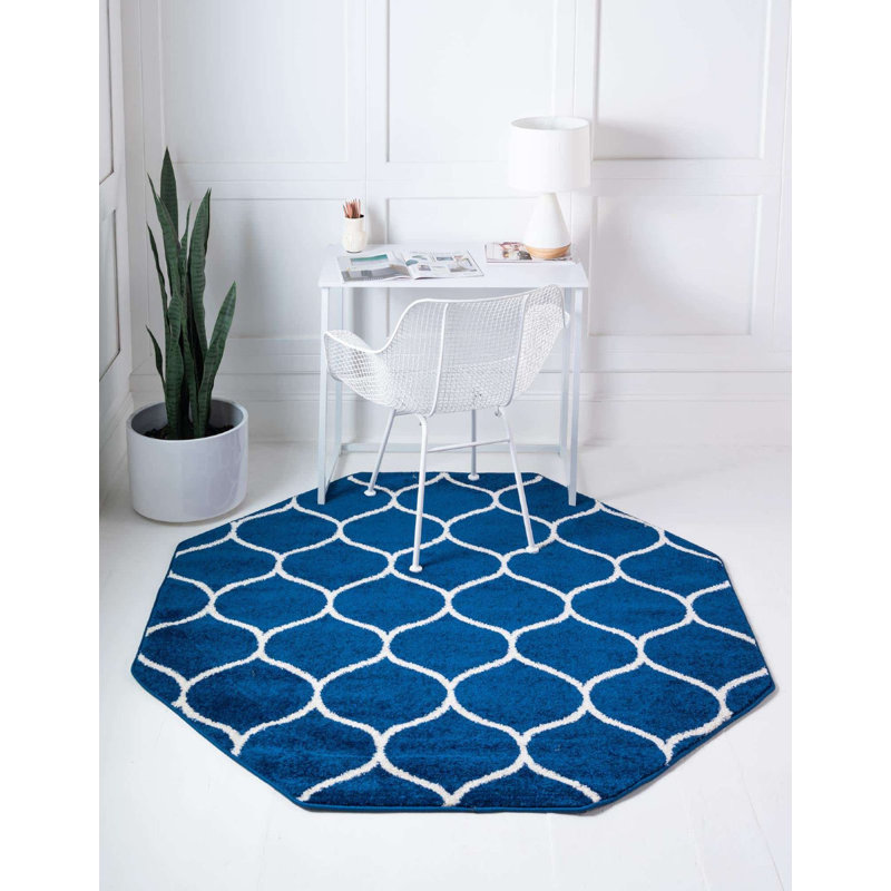Tapis contemporain Tellaro couleur bord du lac, Octogone 5 pi x 5 pi