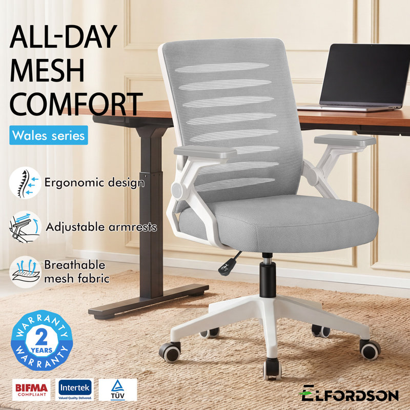Rebrilliant Mesh and Foam Padding Office Chair, Grey, White