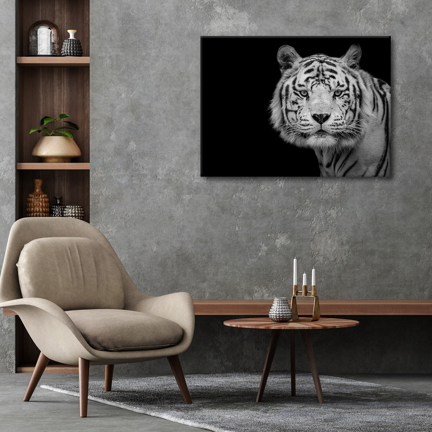 'Bengal White Tiger' Framed Print Wall Art by Nauzet Baez Latitude Run Size: 24 H x 26 W, Format: Wrapped Canvas