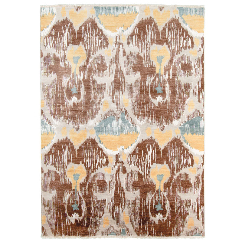 Tapis de bois one-of-kind à la main-noué la 2010 goliath brun 6 pi x 9 pi de laine 4 po Briseis